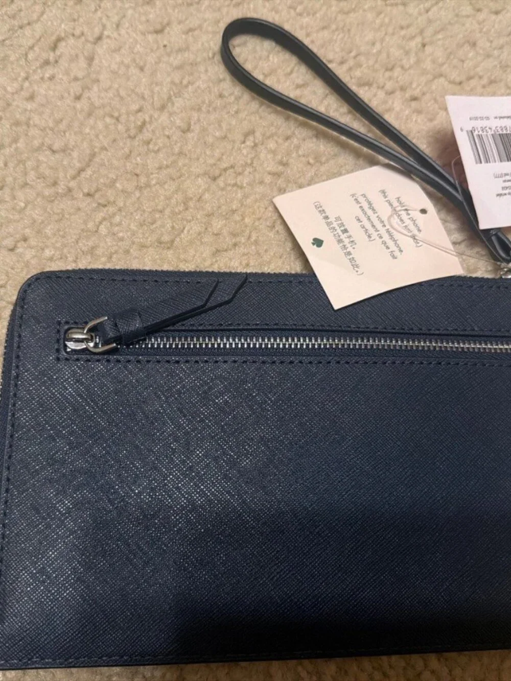 Kate Spade New York Saffiano Leather Wristlet Blue Two Tone Wristlet (3)